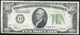 1934 - A $10 Ten Dollars Frn Federal Reserve Note Cleveland,  Oh Xf,