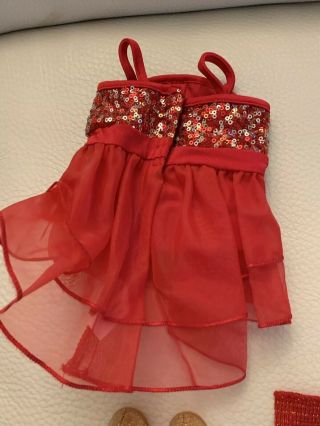 American Girl doll Sparkle Red skirt Party Christmas Dress & shoes 2