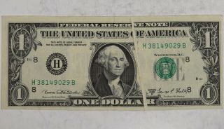 1969 D $1 Federal Reserve Error Note St.  Louis Choice Vf Gutter Fold (029b)