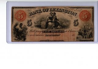 1800s $5 The Bank Of Lexington North Carolina Nc30 - G12 Obsolete Currency 19 - C268