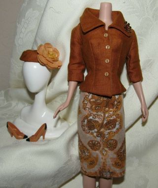 Barbie Silkstone Handmade Ooak Fall Lined Suit Jacket Skirt Hat Shoes 4 Doll