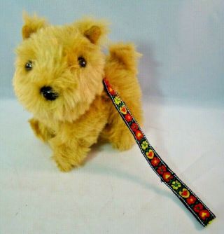 American Girl Terrier Pet Puppy Dog Plush Stuffed Animal Brown With Leash