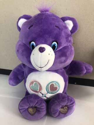 2015 Care Bears 14” Share Bear Purple Lollipop Talks Sings Moves Plush Toy