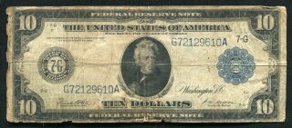 Fr.  931b 1914 $10 Ten Dollars Frn Federal Reserve Note Chicago,  Il