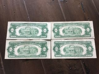 (4) Series Of 1953 Two Dollar $2 Bill Red Seal United States Currency