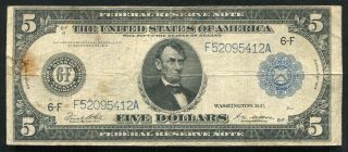 Fr.  867a 1914 $5 Five Dollars Frn Federal Reserve Note Atlanta,  Ga