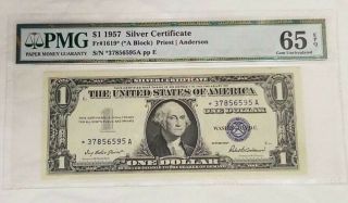 1957 1 Dollar Silver Cert,  Fr 1619,  Pmg 65 Epq