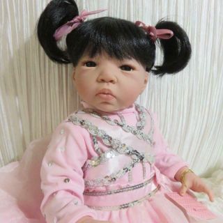 Precious Soft Vinyl And Cloth 19 " Ethnic Asian Toddler Baby Doll For Reborn/play