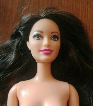 Barbie Doll Nude - Raquelle - Articulated Body - Long Dark Brown Hair - Cute