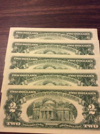 $2 1963A Two Dollar CU Red Seal 5 Consecutive 3