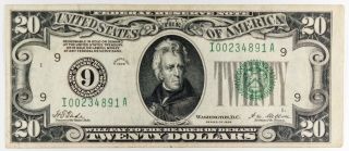 Us 1928 $20 Twenty Dollar Bill Federal Reserve Note