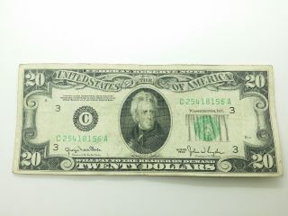Old Paper Money 1950 Twenty $20 Dollar Bill Federal Reserve Note