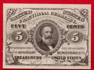 Uncirculated 1863 U.  S.  Fractional 5 Cents 3rd Issue Note