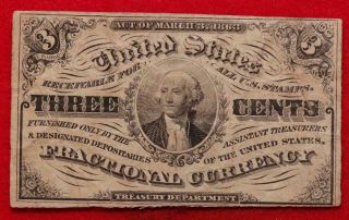 1863 U.  S.  Fractional 3 Cents Circulated Note