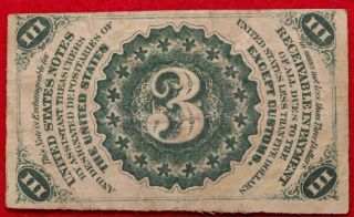 1863 U.  S.  Fractional 3 Cents Circulated Note 2