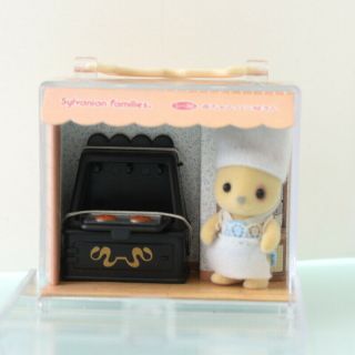Sylvanian Families Baby Carry Case Whiskered Cat Bread Store Epoch Calico 1998
