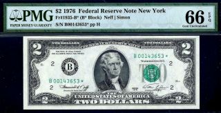 1976 $2 York Federal Reserve Star Note Frn 1935 - B Pmg 66 Epq