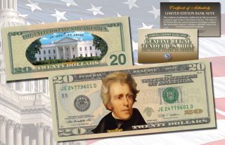 Legal Tender Colorized 2 - Sided $20 Twenty - Dollar U.  S Bill
