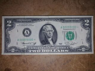 1976 $2 Dollar Bill Star Note Very Low Number A 00055000