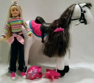 Only Hearts Club 9 " Posable White Horse & Doll• Helmet • Brush Pre - Owned