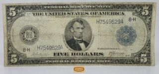 Fr.  872 1914 St.  Louis Large Federal Reserve Note $5,  Pin Holes - 17469