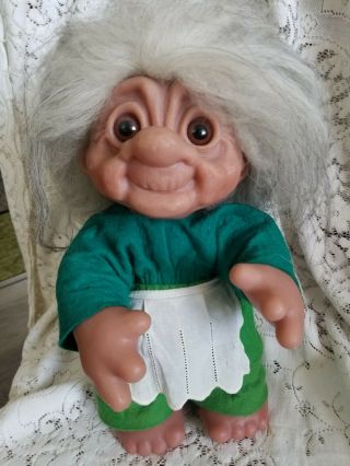 1984 Norfin Thomas Dam 14 " Inch Troll Doll Grandma White Hair 7001
