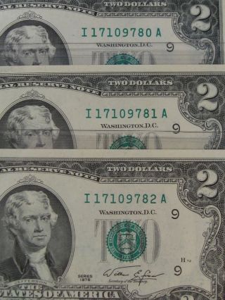 3 Sequential Cu 1976 Minneapolis I - A Block $2.  00 Us Frn Notes.  780,  81,  82.  22