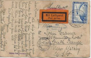 1928 Lz127 Graf Zeppelin Friedrichshafen Germany Cover Postcard 36 2 Mark Stamp