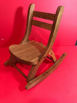 Brown American Girl Sized 18 " Doll Wood Rocking Chair Folding
