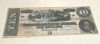 1864 $10 Us Confederate States Of America Old Us Currency