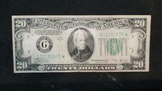 1934 A Twenty Dollar Federal Reserve Star Note Chicago $20 Starts At 99 Cents