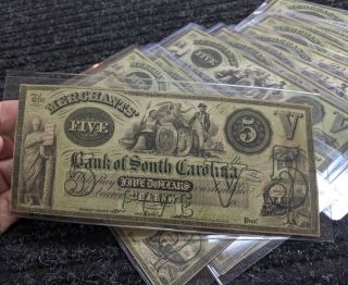 1857 $5 Merchants’ Bank Of South Carolina