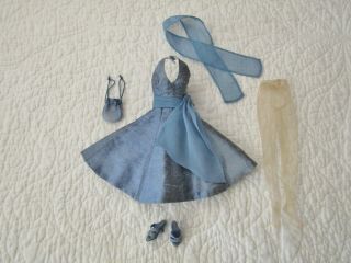 Tonner 10 " Tiny Kitty Outfit Blue Shantung Dress With Shawl Purse Hose & Shoes