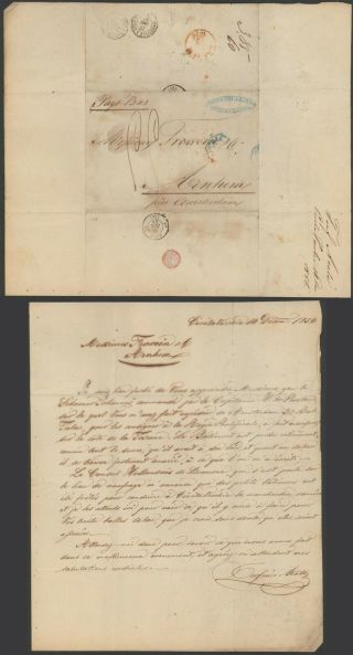 Italy 1856 - Stampless Cover Civitavecchia To Arnhem Netherlands 31494/6