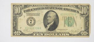 Silver 1928 - A $10.  00 Silver Certificate Blue Seal United States Note 043