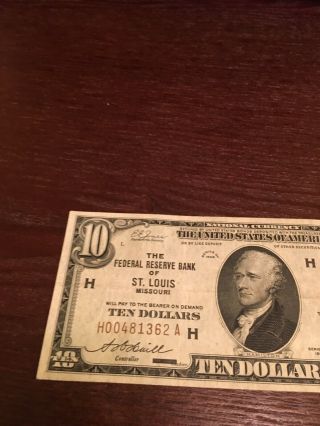 1929 10 dollar bill St.  louis Missouri 3