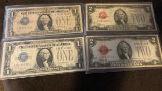 Two $2 Dollar United States Note And Two $1 Dollar United States 1928,  Curren