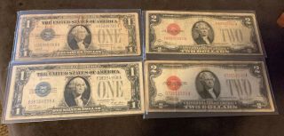 Two $2 Dollar United States Note And Two $1 Dollar United States 1928,  Curren 2