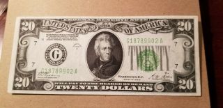$20 1928 B Chicago Federal Reserve Note Choice About Uncirculated
