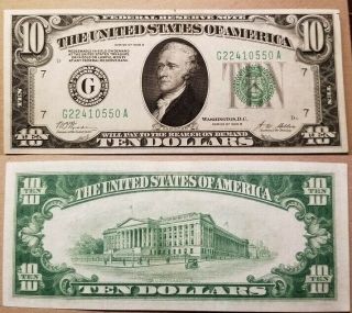 $10 1928 B Chicago Federal Reserve Note Cu