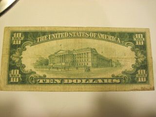 1934A Series Ten Dollar Silver Certificate Yellow Seal North Africa Circulated 2