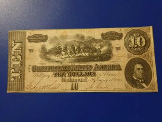 Confederate States America Ten Dollars 1864