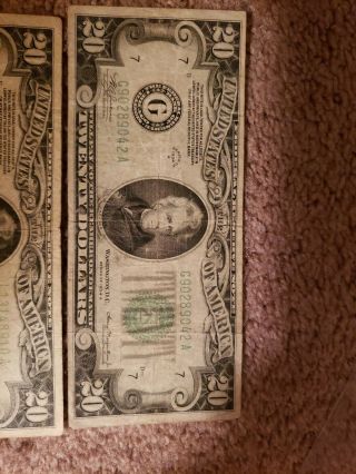 2 - 1934 United States $20 Federal Reserve Notes.