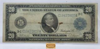 Fr.  974 1914 Philadelphia Large Size Federal Reserve 20 Dollars,  2 Holes - 17113