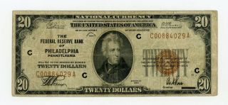 1929 Fr.  1870 - C $20 U.  S.  (philadelphia,  Pennsylvania) Federal Reserve Bank Note