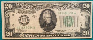 Us $20 Twenty Dollar Bill Federal Reserve St Louis Note Series 1934 A Circulated