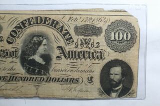 1864 Confederate States of America $100 Note CSA 2