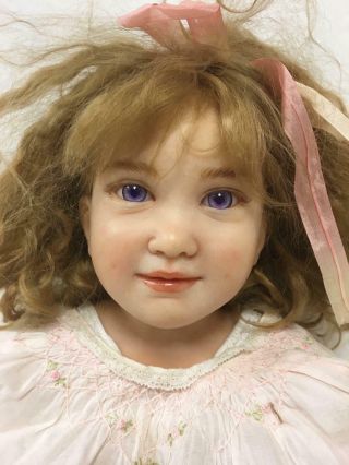 20 " Artist Resin Girl Doll Signed,  But Unreadable - Lavender Eyes