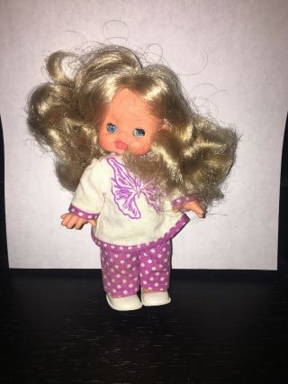6 " Furga Doll - Made In Italy - Blonde Hair/blue Sleep Eyes - White & Purple Outfit - Nr