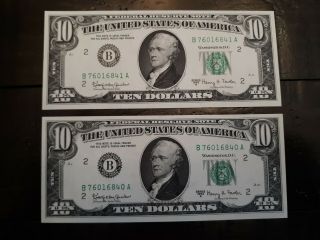Scarce Consecutive Pair 1963 A $10 York Frn 